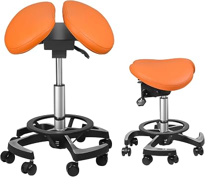 Rotatable Adjustable Saddle Doctors Chair with Foot Control Imported Leather Office Chair