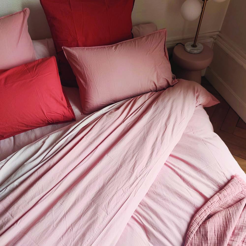 Toison d'or Cap Ferret Bolster Pillowcase, 43 cm x 200 cm, Pink The