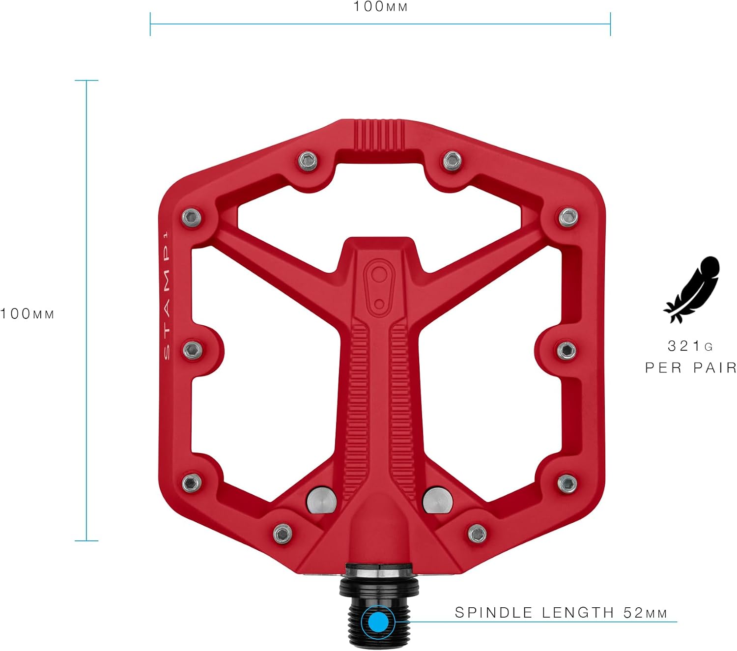 Crankbrothers Stamp Flat MTB Pedals - Size-Specific, Lightweight, Versatile, Durable Bike Pedals