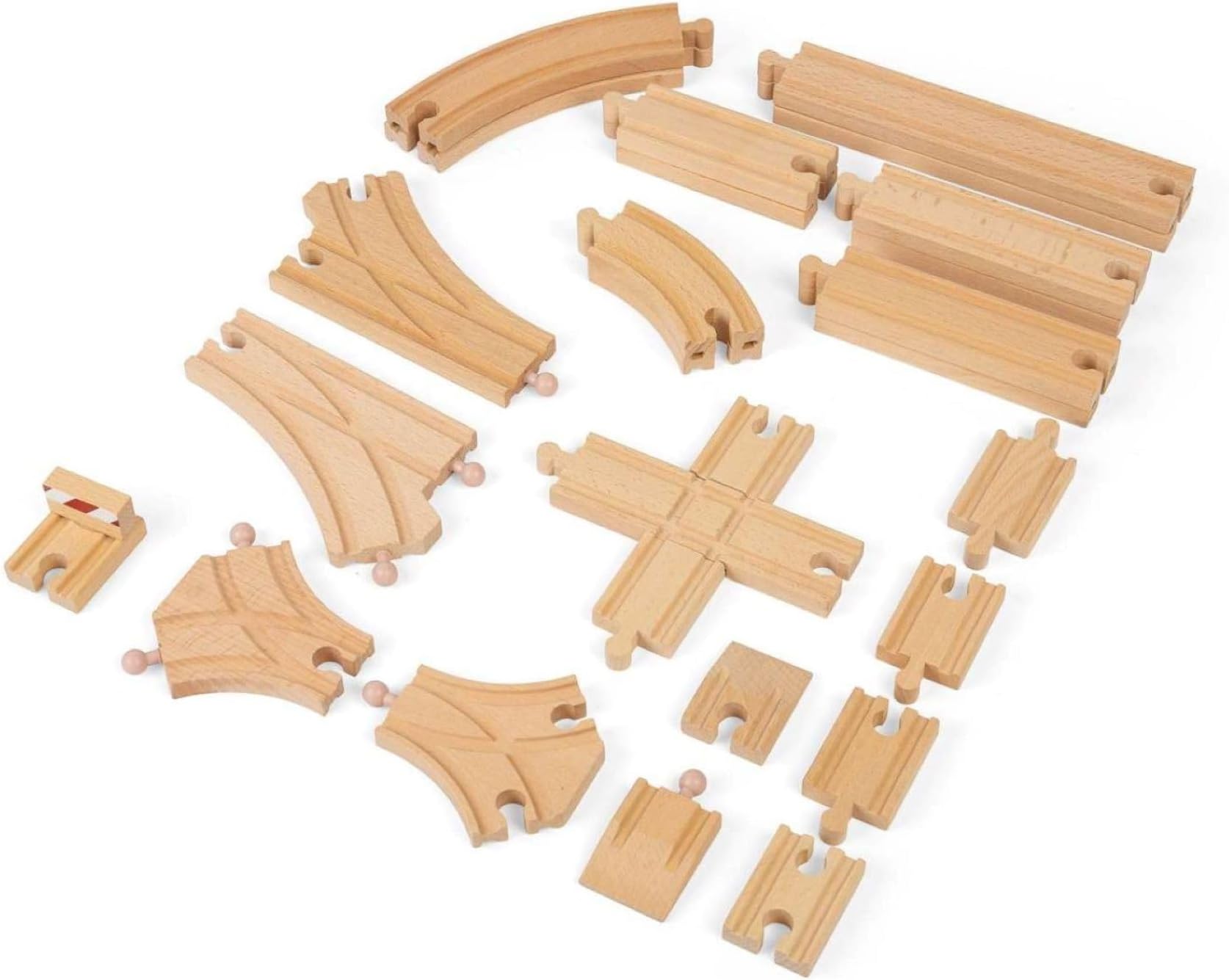 Bigjigs Rail Low Level Wooden Train Track Expansion Pack