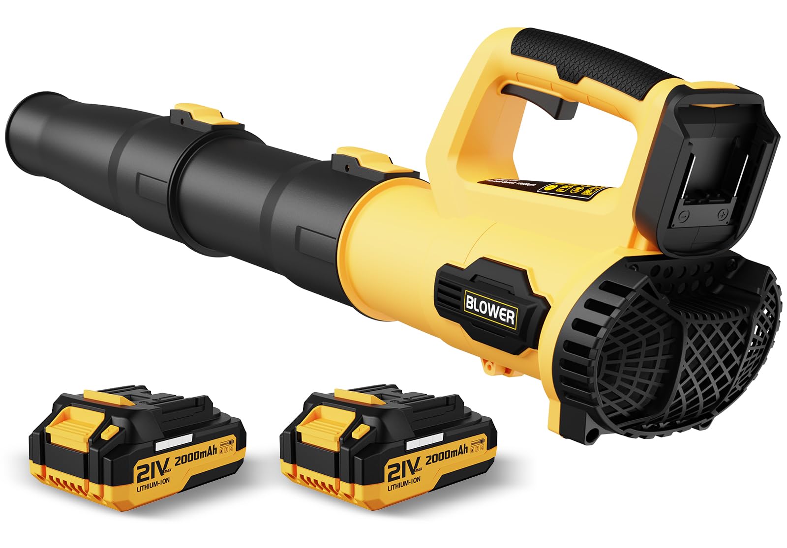 LEAPUL Leaf Blower, 21V Electric Cordless Leaf Blower, 2 X 2.0Ah Batteries and Charger Included, Lightweight Leaf Blower for Patio Cleaning, Lawn Care, Blowing Leaves and Dust, etc. LP69, Yellow
