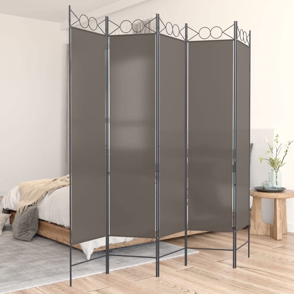 Paravent 5 panneaux anthracite 200x200 cm en tissu polyester