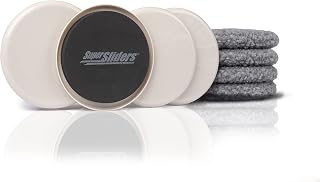 Supersliders 4703995N Multi-Surface 2-in-1 Reusable Furniture Carpet Sliders with Hardwood Socks- Protect & Slide on Any Surface 5" Linen (4 Pack)