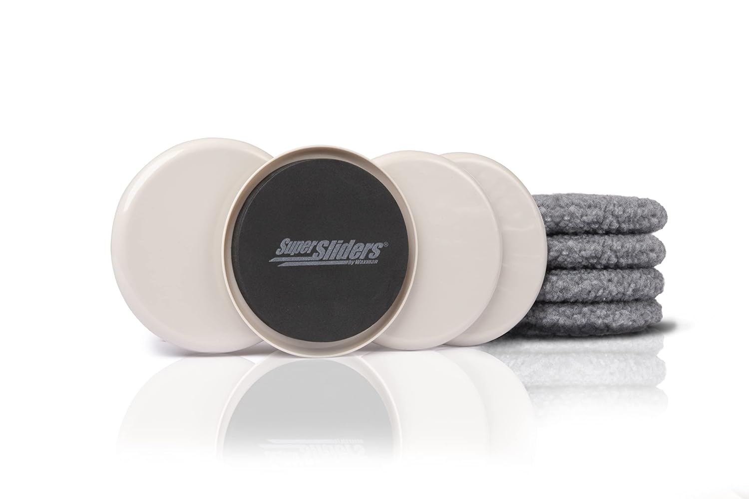 Super Sliders 5 Round Multi-Surface Furniture Sliders for Carpet and Hard Surfaces 2-in-1 Reusable Furniture Moving Pads with