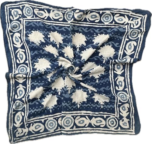 Block print bandanas Bohemian Style Cotton Neck Scarf, Boho Soft Cotton Bandana, Cotton Neckerchief, Cotton Square Scarf gift handkerchief mud print indigo bandana
