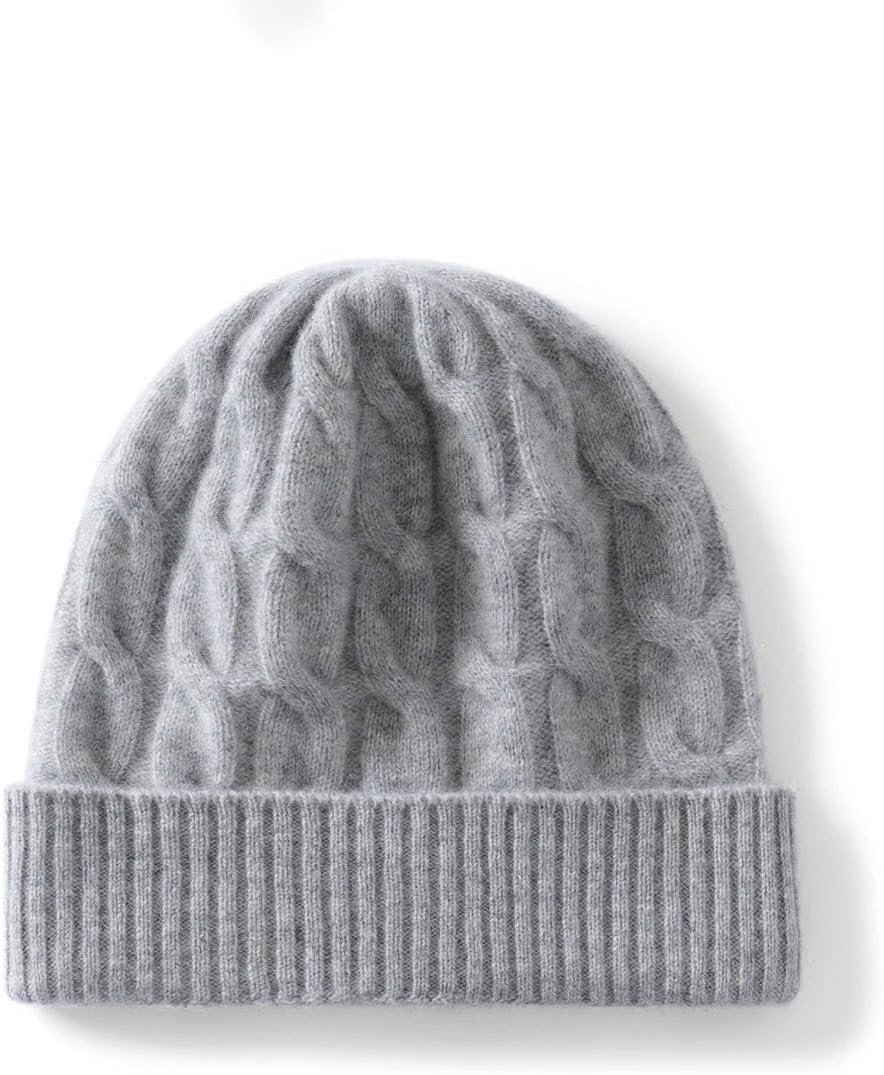 Merino Wool Hat Thick Warm Twisted Men Women Outdoor Knitted Beanies