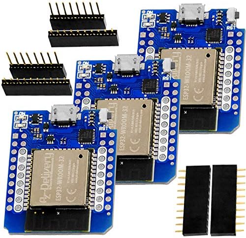 AZDelivery D1 Mini NodeMCU ESP32 ESP-WROOM-32 WLAN WiFi Bluetooth IoT Development Board 5V compatible with Arduino including E-Book! (Pack of 3)