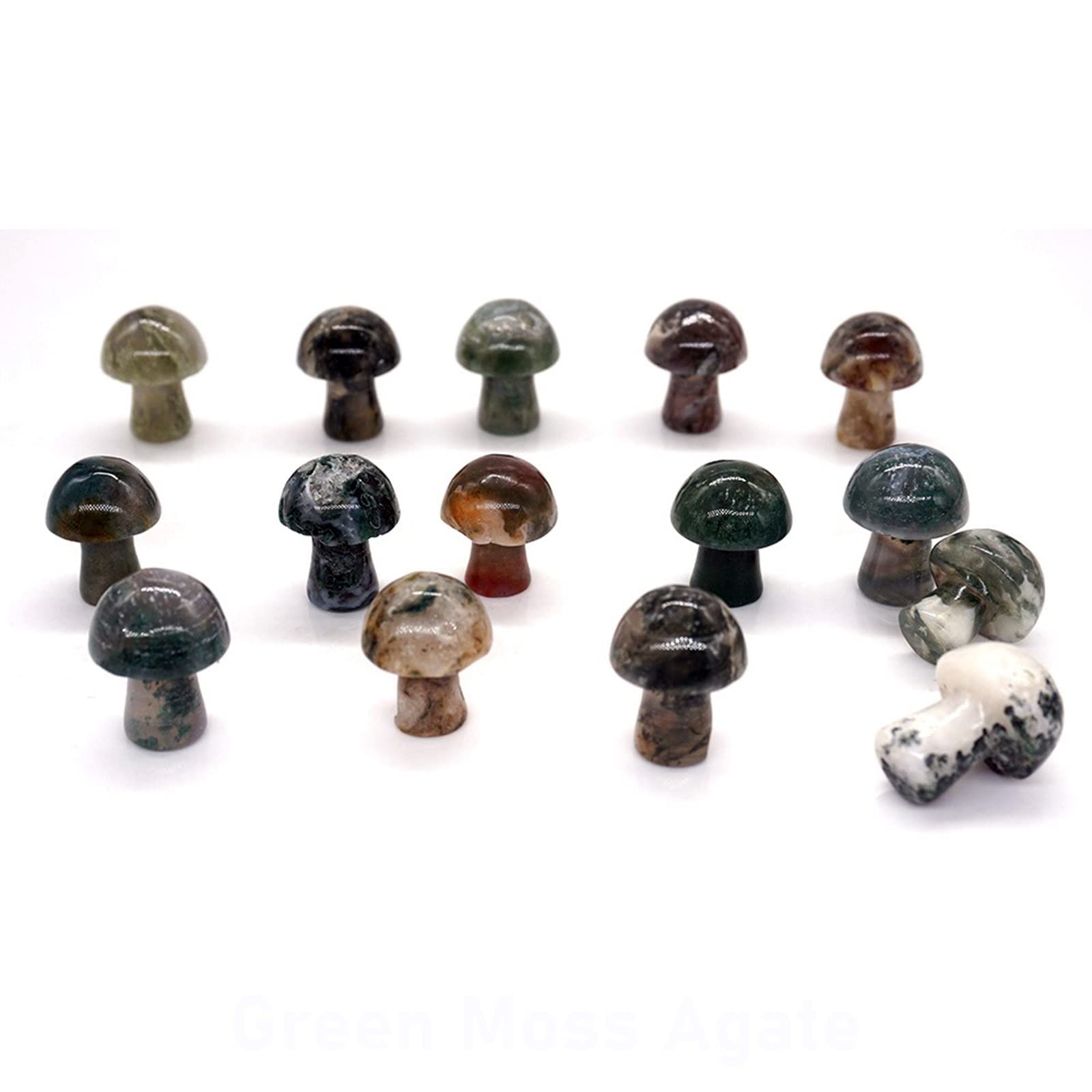 LQYXGS Crystal Stone Home Decor 20MM Mini Mushroom Figurine Natural Stones Carved Crafts Decor Quartz Crystal Statue, 20PCS/ Set(14)
