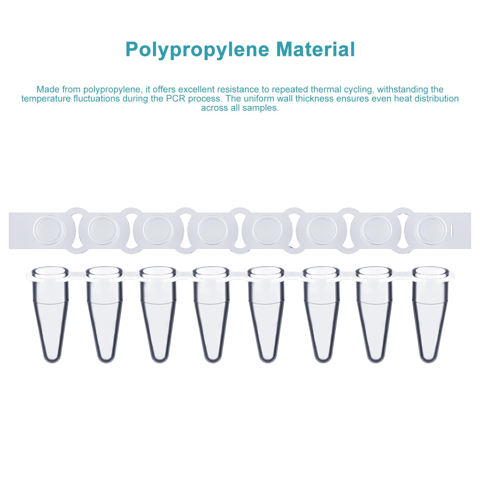 stonylab 8 Tubes PCR à Bandes, Paroi Fine avec Capsules Plates, Lot de 200, Transparent Cristal, pour qPCR et Cy clage Thermique, 0,1 ml