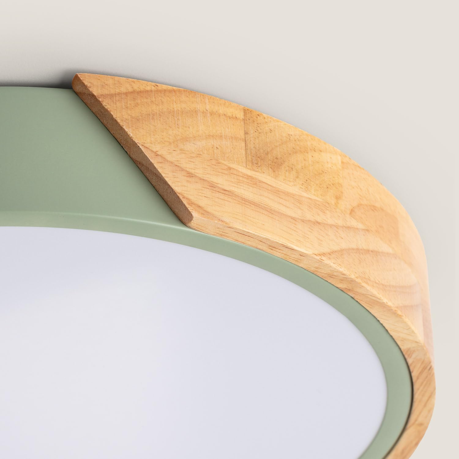 LEDKIA Plafoniera LED Circolare da 24 W in Legno e Alluminio, Ø 418 mm, CCT | CCT Selezionabile | Ø418 mm | Metallo e Legno | Verde Celadon