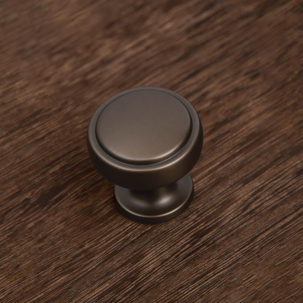 Brushed Bronze Solid Zinc Alloy Cabinet Knob 10 Pack Round Knurled Cabinet Handle Hardware Drawer Pulls (4, Soft-Touch Brown)