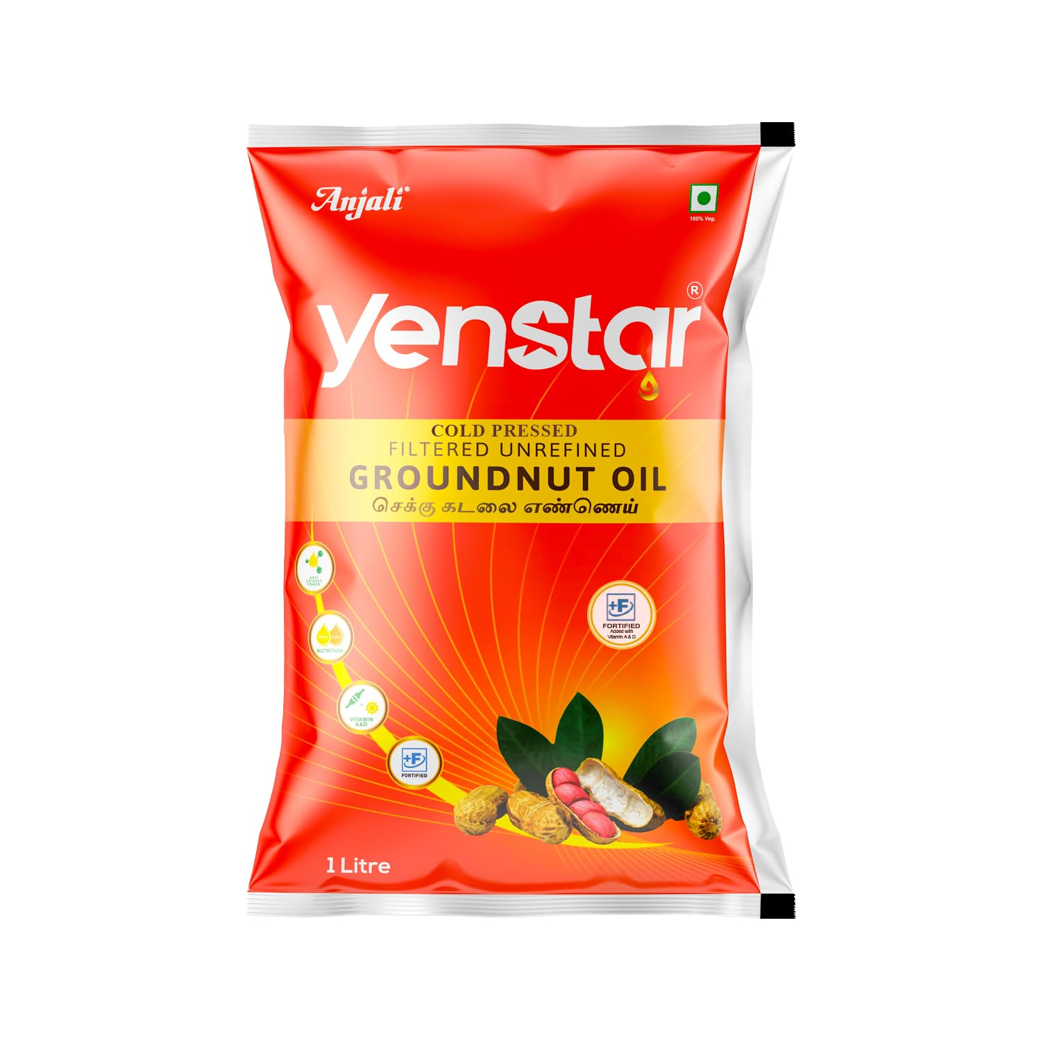 Cold Pressed Groundnut/Peanut Oil (1 Litre Pouch)