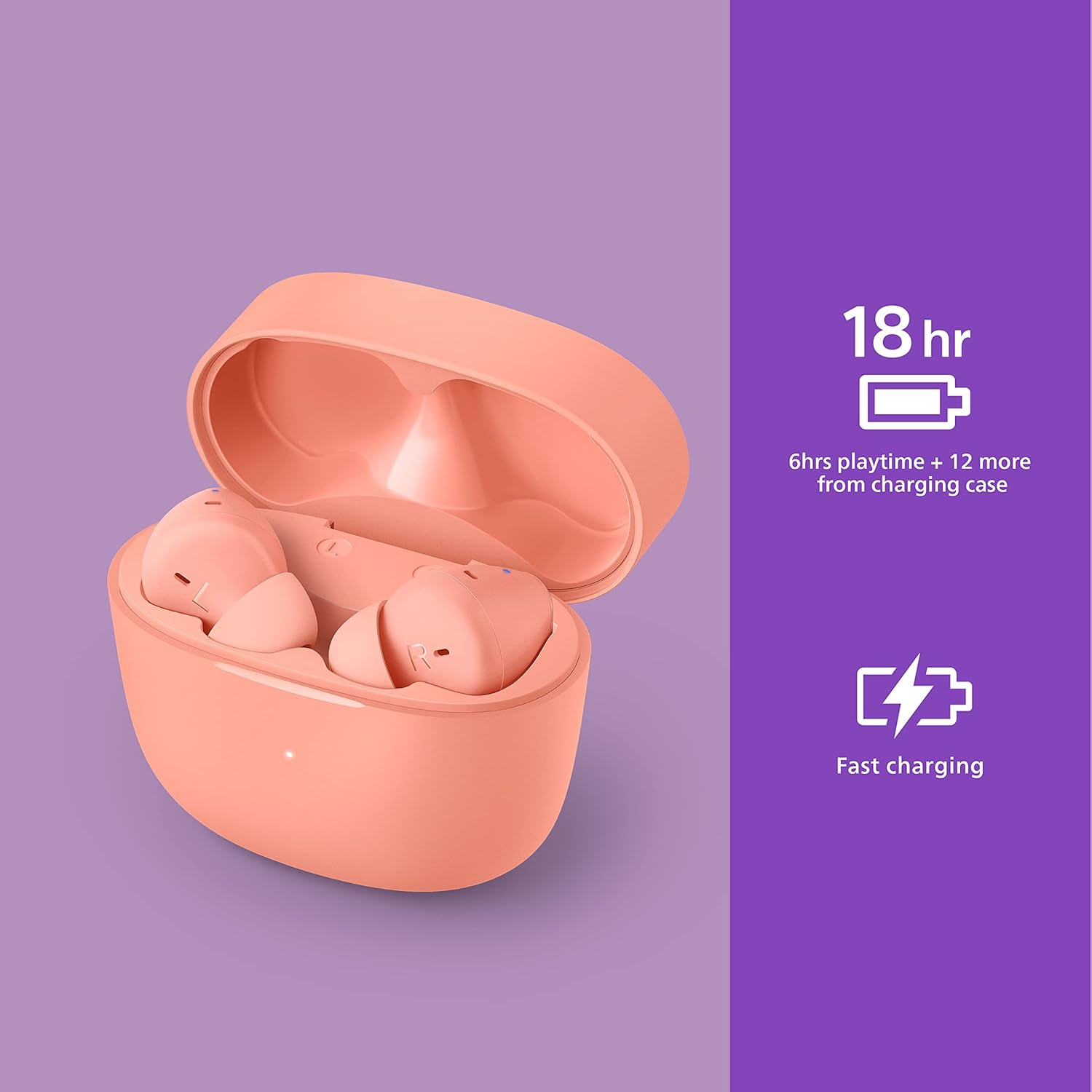Philips T2206 True Wireless Headphones with IPX4 Water Resistance and Super-Small Charging case