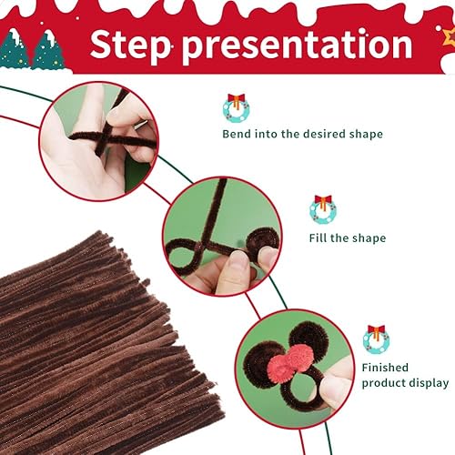 Miniatura 3 de 150 unidades de tallos de felpilla marrón oscuro, limpiadores de pipas peludos, manualidades creativas hechas a mano para manualidades,