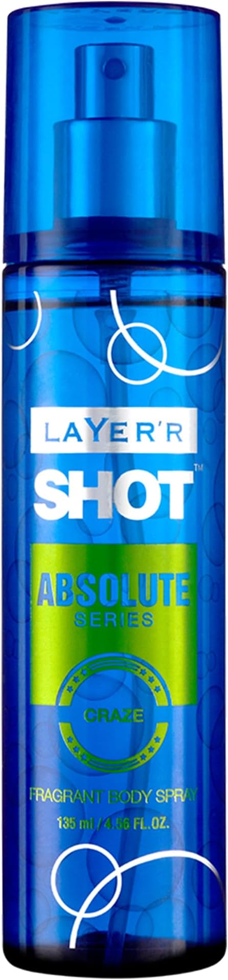 SHOT Absolute Craze Deodorant Body Spray for Men 135ml | Long-lasting spicy woody fragrance with bergamot, cinnamon, amber & sandalwood notes for lasting freshness.