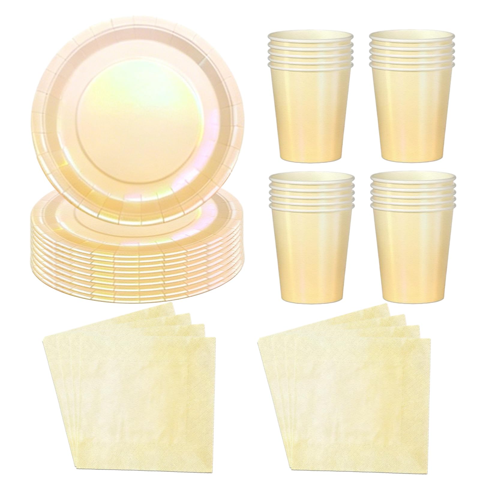 60pcs Holographic Laser Yellow Party Tableware Set,Shiny Laser Yellow Disposable Dinnerware Paper Plates Cups and Napkins Kit for Birthday,Picnic,Baby Shower Party Supplies Table Decorations