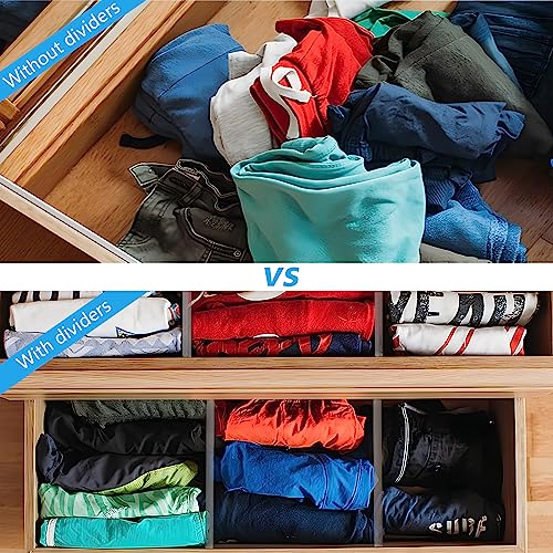 FAMKEEP Plastik çekmece ayırıcı, ayarlanabilir, 8 adet şeffaf çekmece bölücü, çekmece düzenleme sistemi, ayırma duvarları, dolap, iç çamaşırı, çorap, çalışma masası düzenleyici