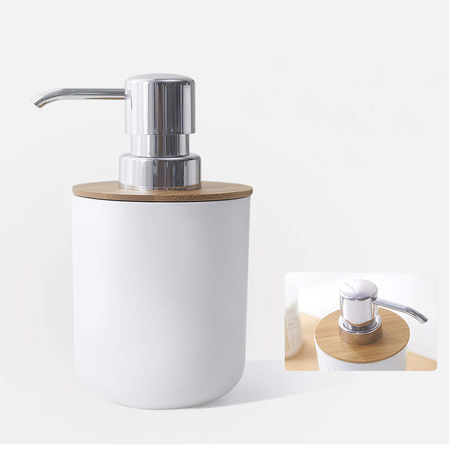 Set di accessori da bagno in bambù ecologico con dispenser di sapone, dispenser per lozioni, bidone della spazzatura, portaspazzolino, scopino per WC e portasapone