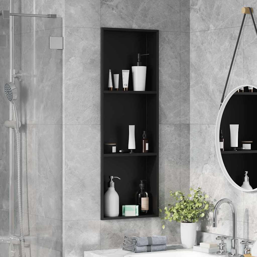 Nicchia doccia nera in acciaio inox, 92 x 32 x 10 cm, con molto spazio per il bagno, resistente alla corrosione, facile installazione, versatile per doccia, cabina doccia, vasca da bagno