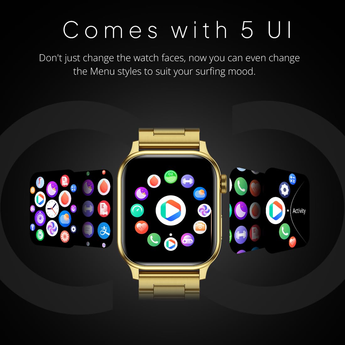 Fire-Boltt Rise Luxe Bluetooth Calling Smart Watch, 1.85”HD Display, AI Outfit Watch Face, 2 Looks in 1 Watch, Extra Straps at ₹99, 120+ Sports Modes, Metal Smartwatch for Men & Women (Gold) — Amazon image 8