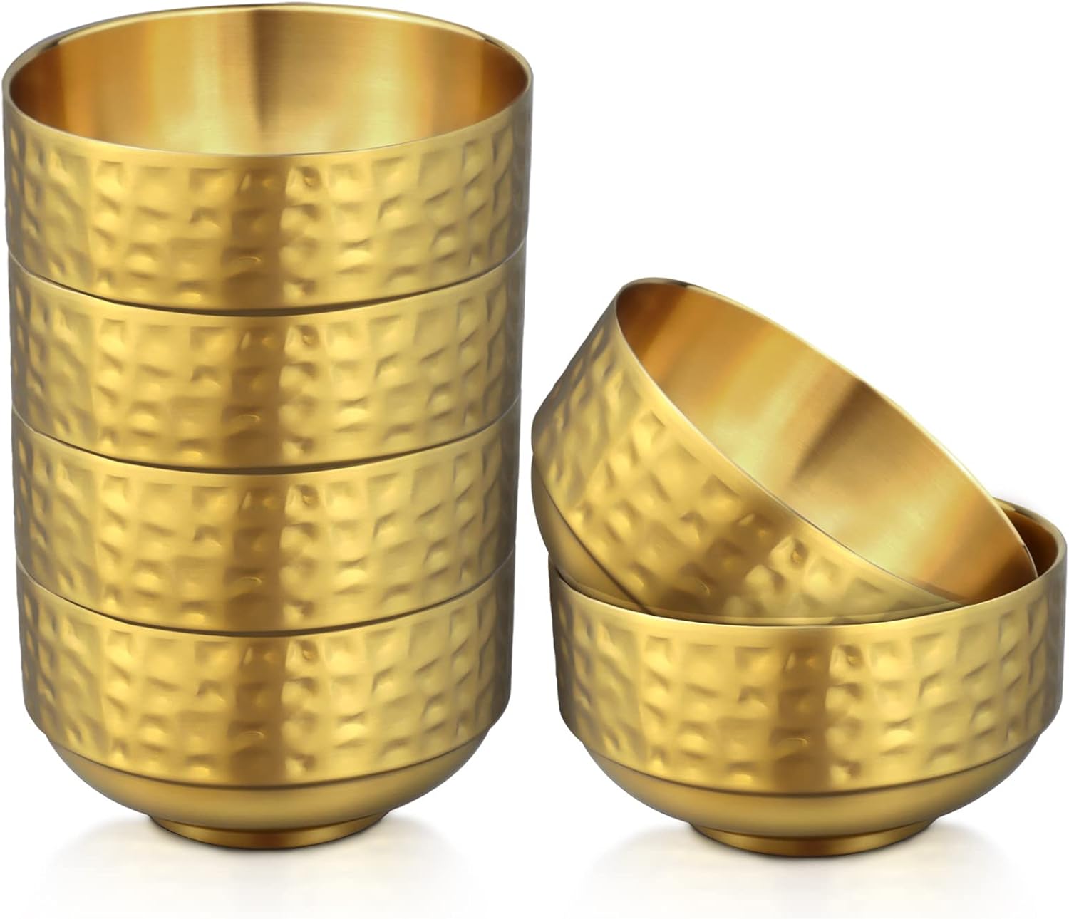 6 Pcs Gold 304 Stainless Steel Bowls, 13Oz Double Walled