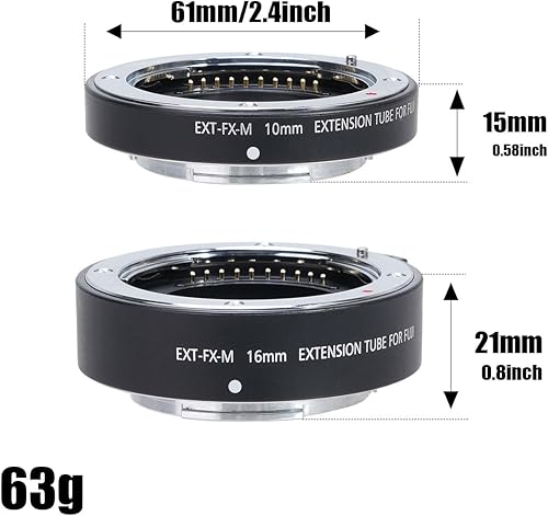 Miniatura 6 de Fotga - Tubo de extensión macro electrónico autofoco 0.394in + 0.630in para montura FujiFilm FX X-Pro1 X-Pro2 X-E3 X-E2S X-H1 X-A2 X-A3 X-A10 X-A20