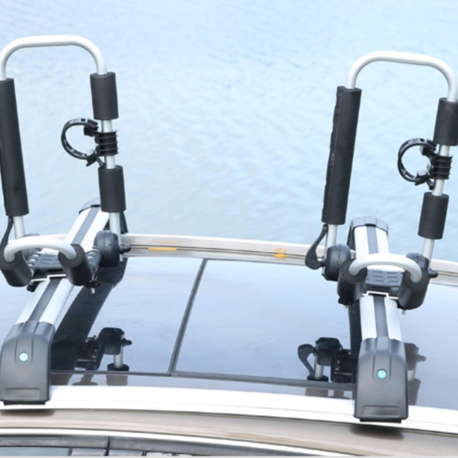 F Fityle Portaequipajes de Techo para Kayak Soporte Transportador Accesorio Montaje Plegable de Aleación con Almohadillas de Espuma Sujeción Estable y Carga