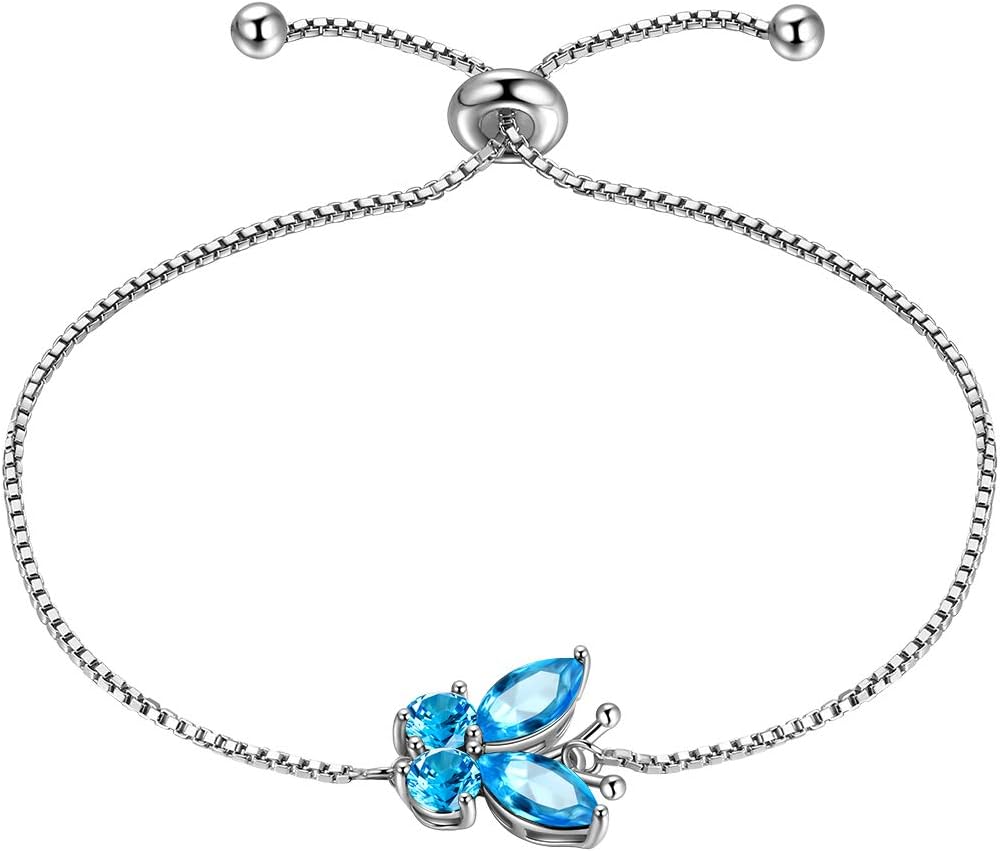 Aurora Tears Butterfly Jewelry,Women 925 Sterling Silver Butterflies Birthstone Pendant Necklace/Earrings/Rings Wedding Gift