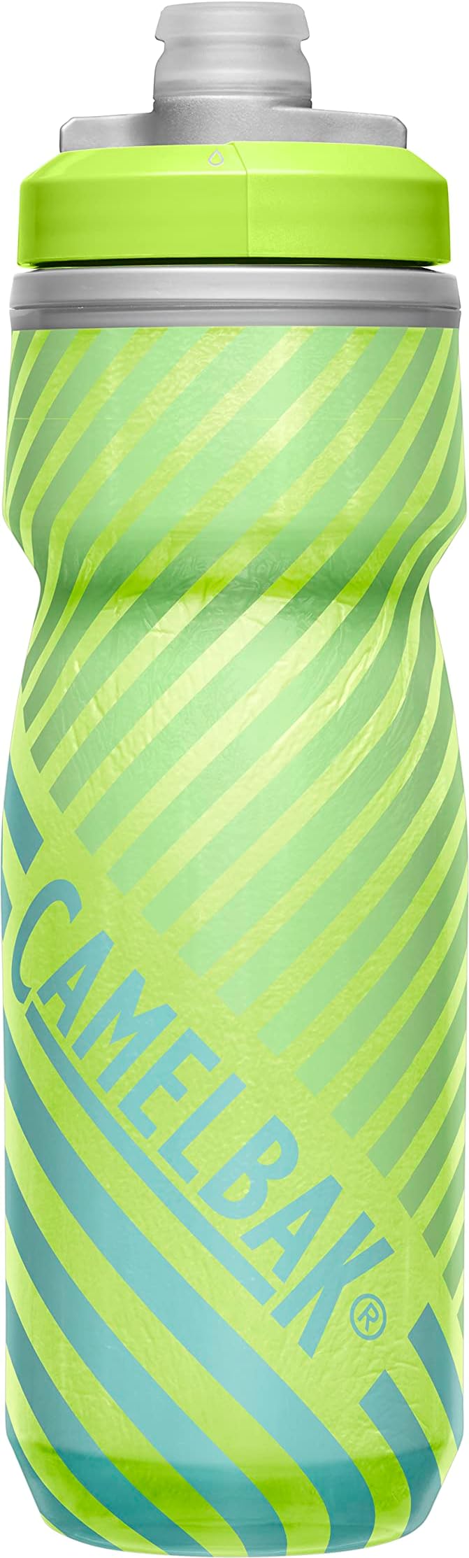 Podium Chill Water Bottle, 21 oz Capacity, Lime/Blue Stripe