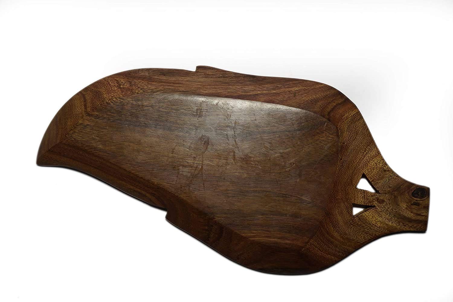 DECORVAIZ Snacks, Dry Fruits Serving Handcrafted Wooden Tray Cum Platter - 3 Compartments 4
