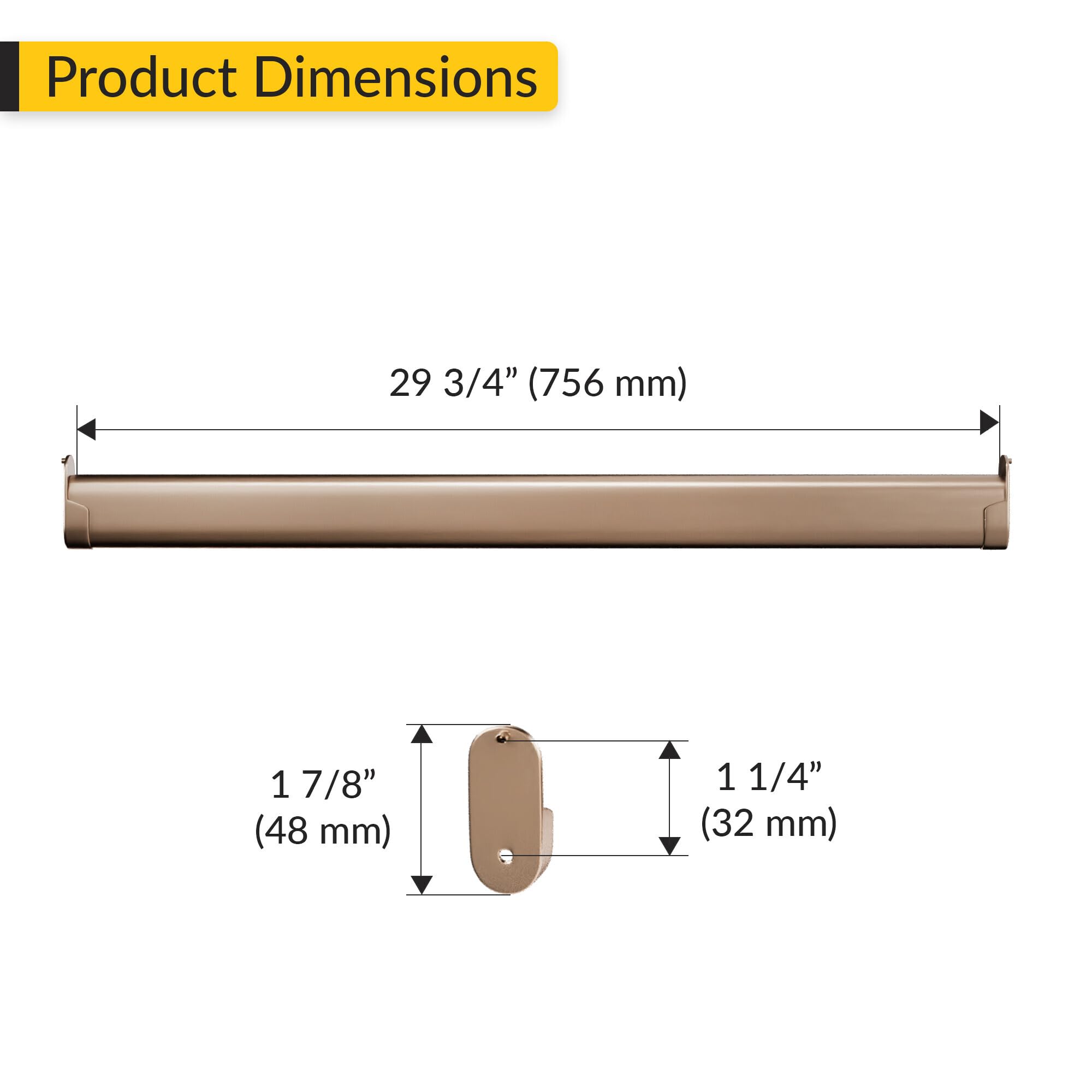 Brixwell QHIW-003 Aluminum Oval Wardrobe Tube 29 3/4