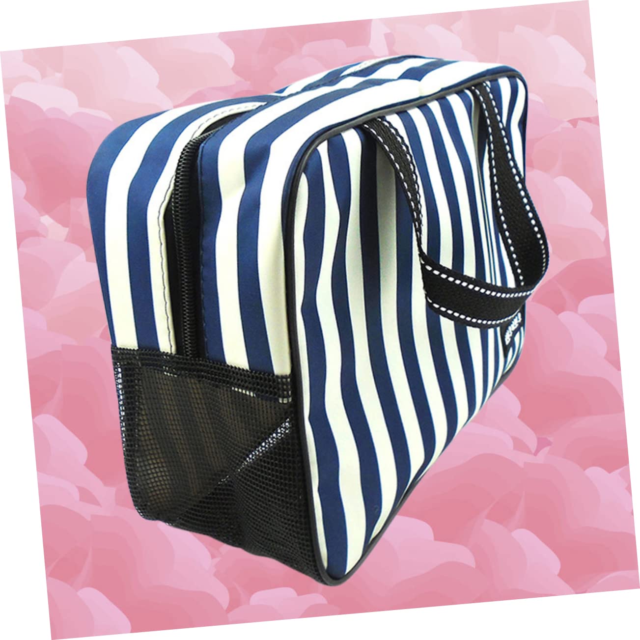 TOPBATHY 3pezzi Borsa Da Strisce Blu e Bianche Capacità Borsa Cosmetica Portatile Accessorio Per Bagno e Viaggi