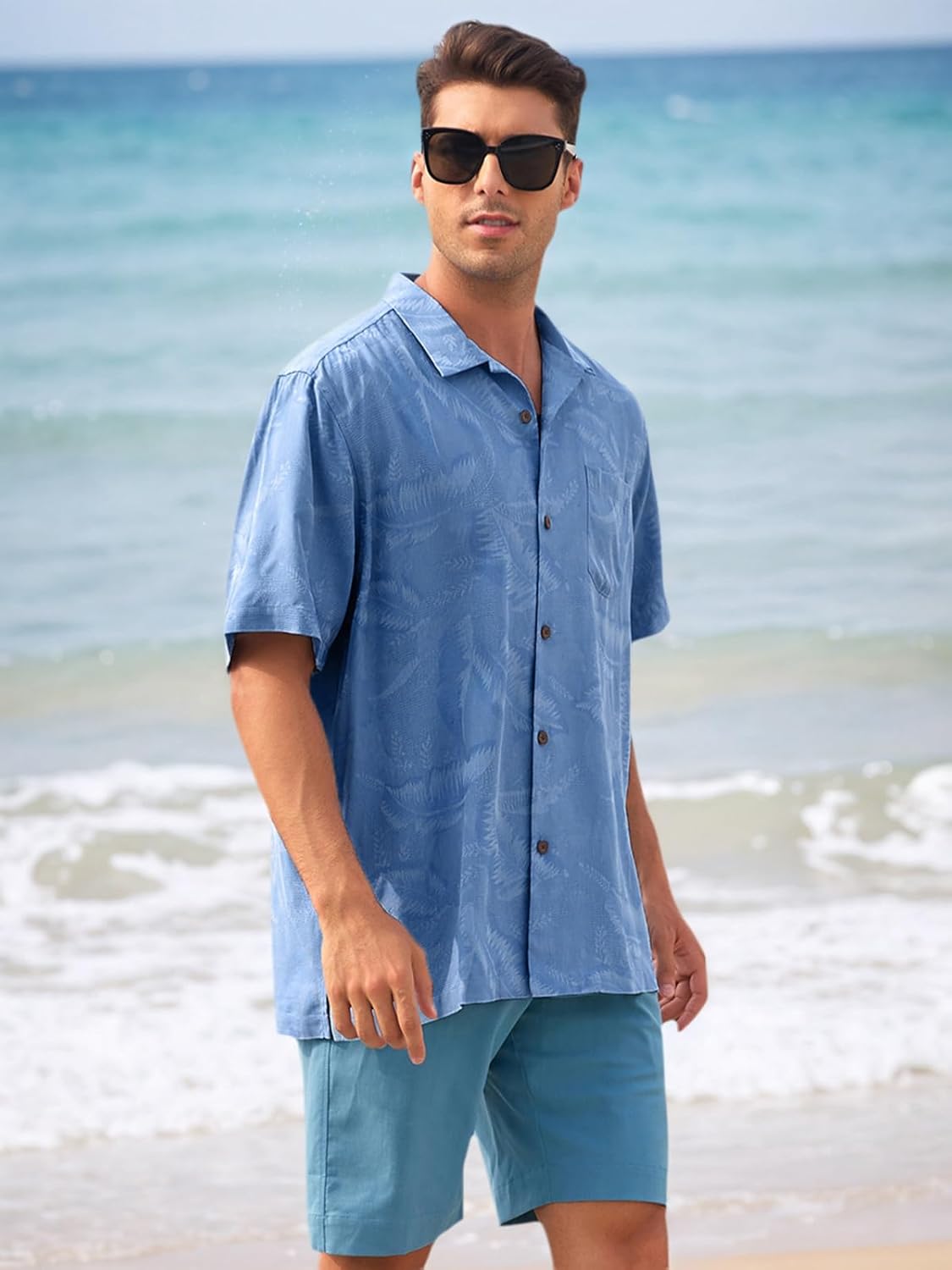 Mens Hawaiian Shirts Silk Botton Down Short Sleeve Shirts Tropical Casual Beach Shirt Camp Shirts - Image 2