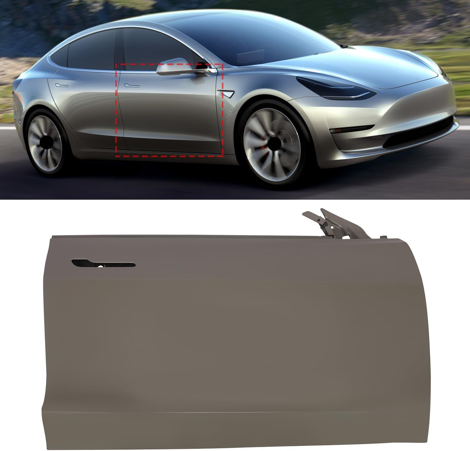 Front Right Side Door Unpainted Compatible with 2017-2023 Tesla model 3 Replace OEM 1081420E0C