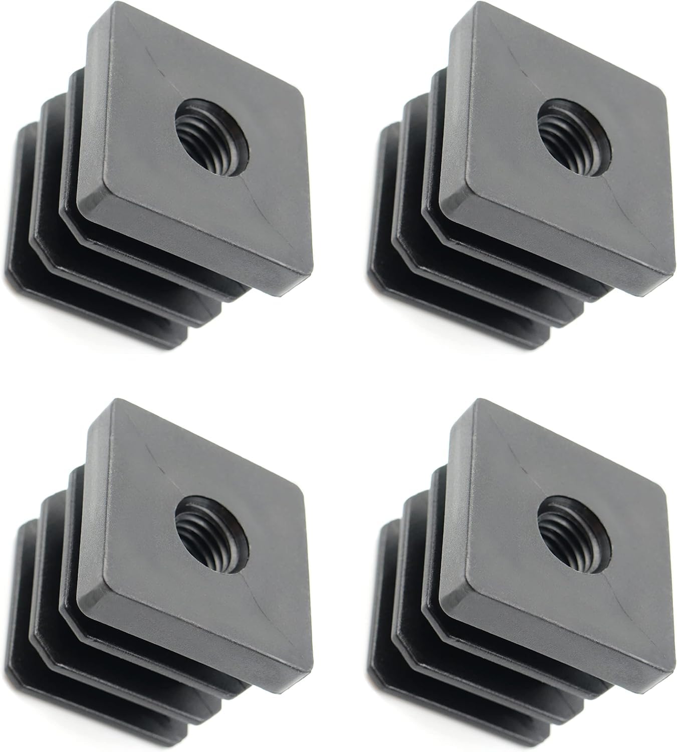 Tapones De Rosca Para Tubos Cuadrados De 35x35 Mm (pack De 4) - Poliamida, Soportan Hasta 400 Kg, Para Ajustar Y Nivelar Muebles De Tubo