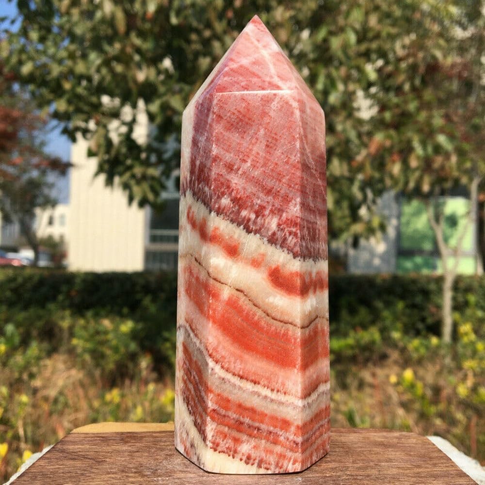 KJEBVHIRS Pork Stone Column Quartz Crystal Tower Point madafascar Ornaments (Size : 600g-650g)