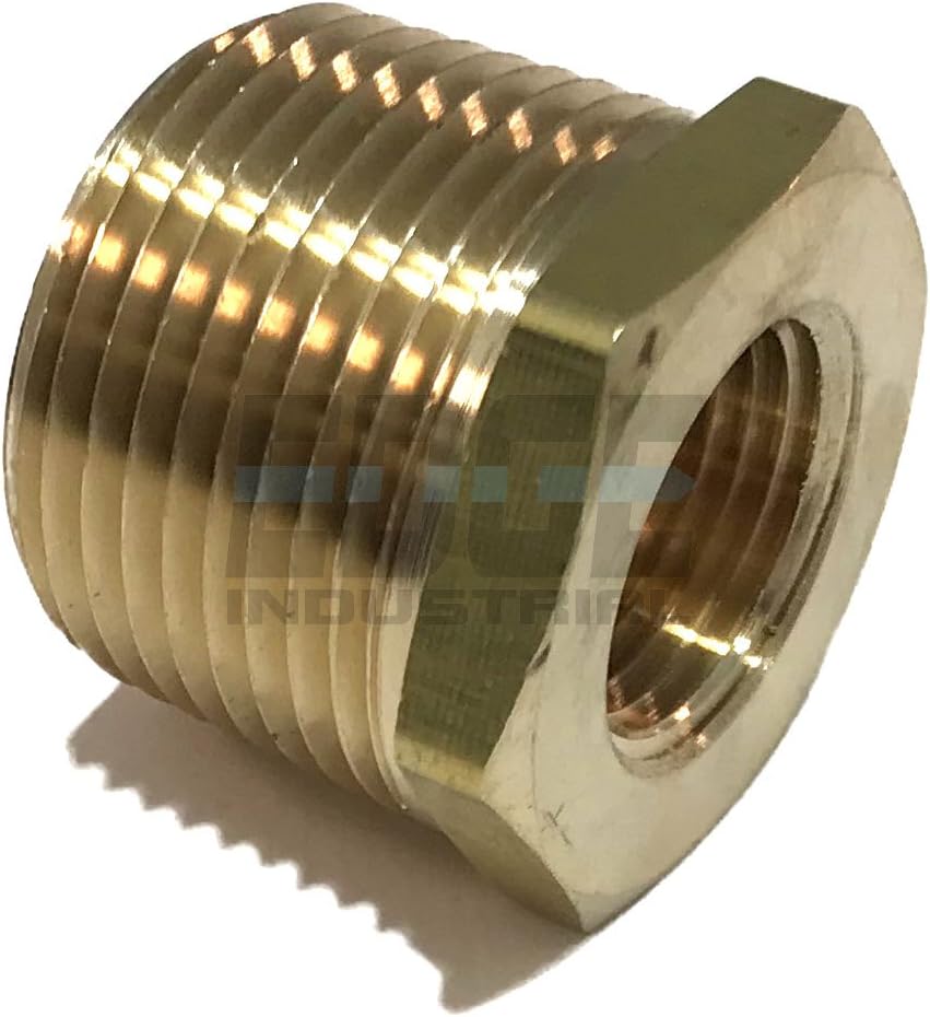 Brass REDUCING HEX Bushing 3/4" Male NPT X 3/8" Female NPT Fuel/AIR/Water/Oil/Gas WOG (Qty 05)