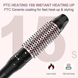 Thermal Brush, 1.5 inch Heated Round Curling Brush Hair Straightening Styler, Less Frizz Hair Hot Straightener with Detachable Head for Salon Style