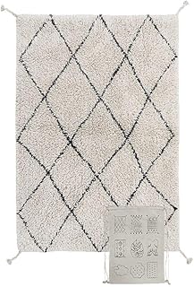 Lorena Canals - Alfombra Lavable para habitación de niños. MiniOnes Bereber en Color Natural y Negro - Hecho a Mano en For...