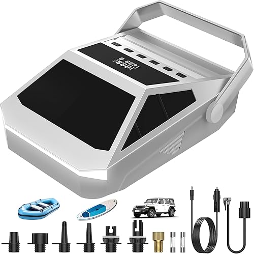 50PSI Paddle Board Pump Electric Portable, High Pressure Sup Pump - Dual Stage Inflation, Auto Shut Off and Deflate for Stand Up Paddle