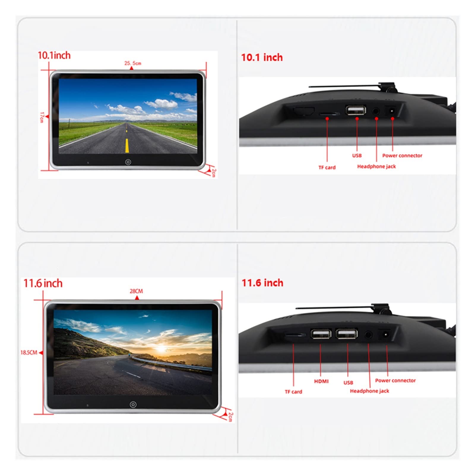Samochód telewizyjny, Monitor montowany za zagłówkiem samochodu Ekran dotykowy HD LCD MP5 Samochodowy odtwarzacz wideo Multimedialny wyświetlacz tylnego siedzenia FM IR USB TF Link(1PCS 11.6 inch MP5)