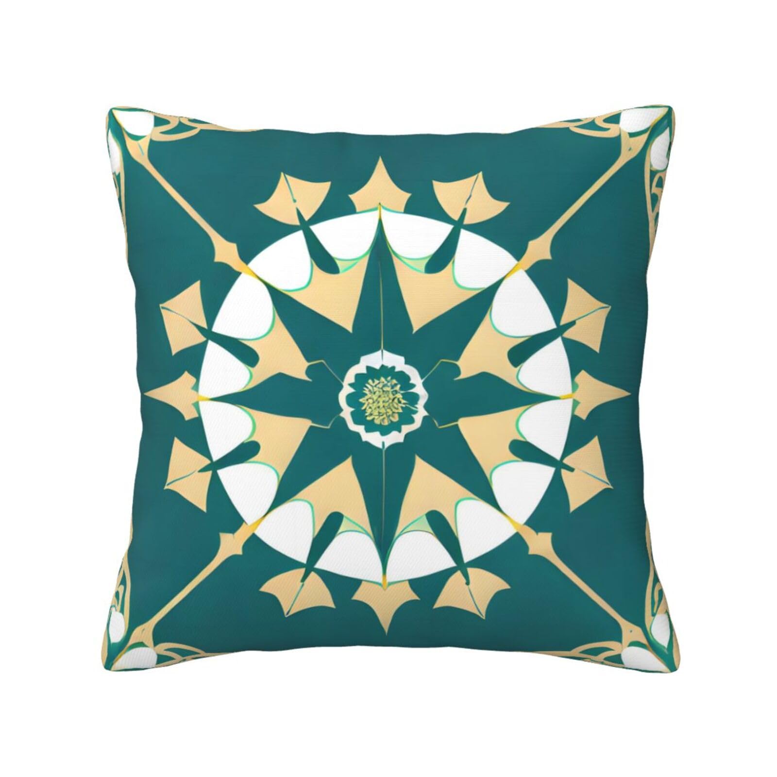 DecorMommt Set 2 Federe Per Cuscini 40x40 Cm Impermeabili: Lino Verde Con Motivo Foglie Tropicali, Cerniera Nascosta - 2