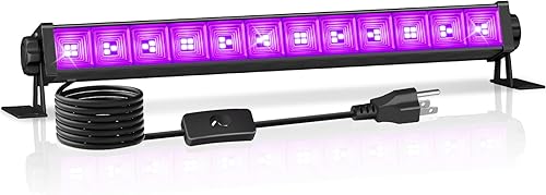 YIAYETOG Barra de luz LED negra impermeable de 120 W con cable de 10 pies e interruptor, luz de inundación de luz negra IP66 para Halloween, fiesta