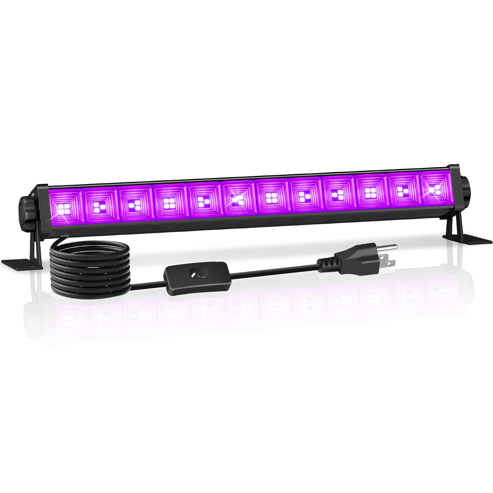 40W Black Light Bar, LED Blacklight with 6FT Cord & Switch, Black Lights for Glow Party, Halloween, Birthday, Body Paint, Bedroom, Classroom, Each Light Up 22x22ft, 1 Pack