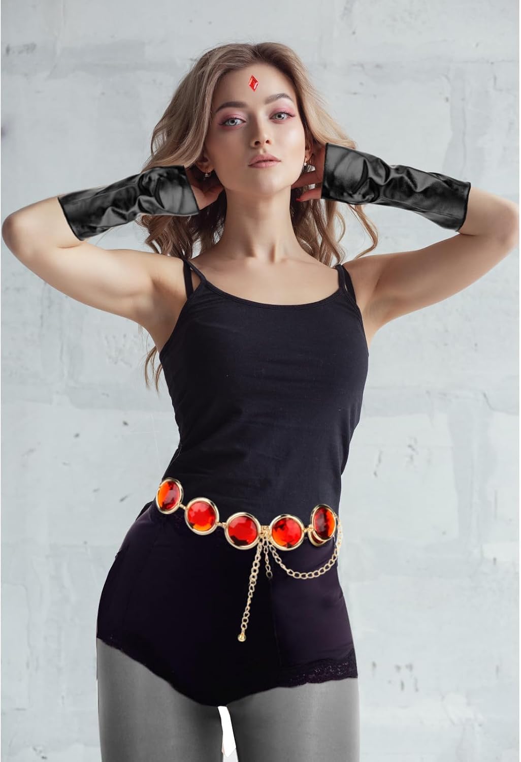 Women's Halloween Costume Include Purple Velvet Cloak and Waist Belt