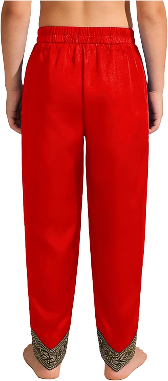 Boys Traditional Indian Dhoti Pants Embroidered Satin Garba Dance Harem Pants for Diwali Wedding Guest Cultural Event