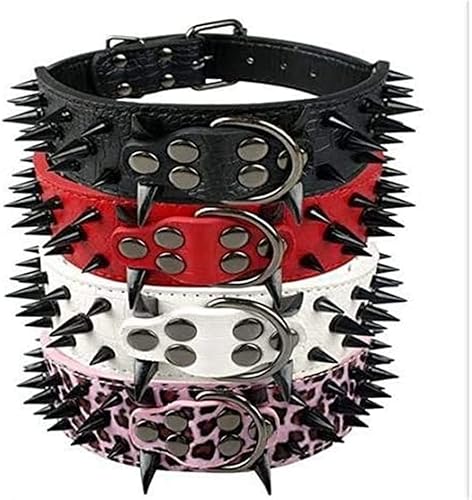 Miniatura 4 de Hotlion Sharp - Collar de perro con remaches de piel sintética con tachuelas, de 2 pulgadas de ancho, ajustable para perros medianos y grandes,