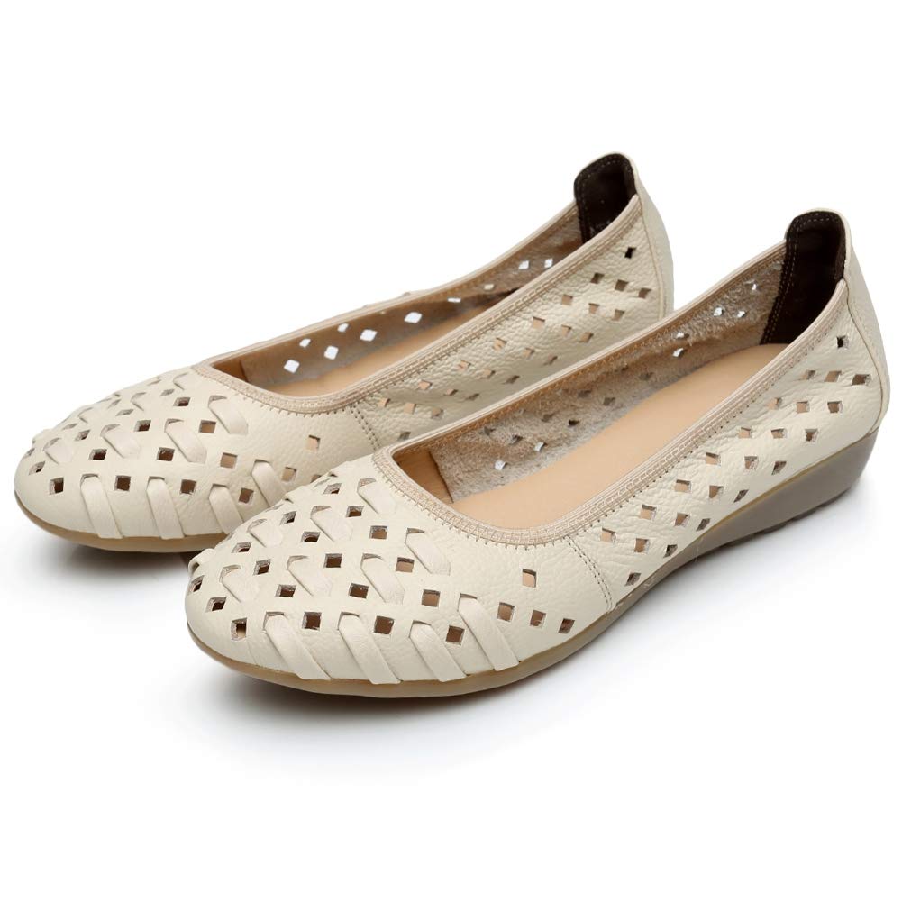 rismart Mujer Hueco Comodidad Ponerse Espacio De Trabajo Inteligente Cuero Bailarinas Zapatos