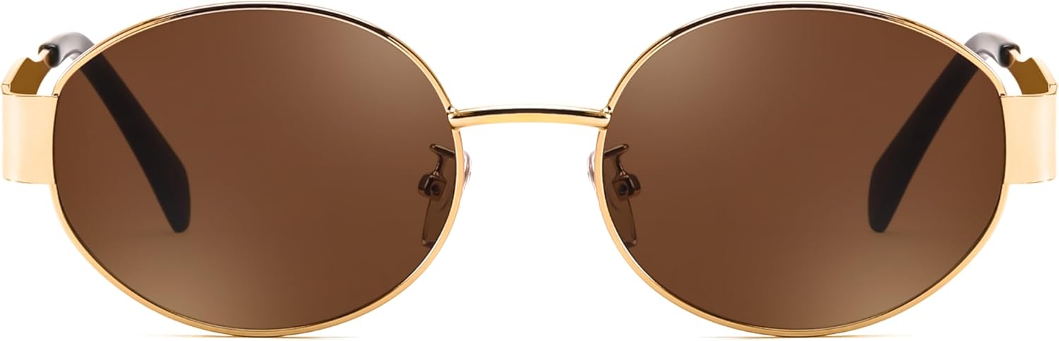 FEISEDY Trendy Retro Oval Sunglasses for Women Men Small Metal Frame Sun Glasses UV400 Shades B0124 - Image 4