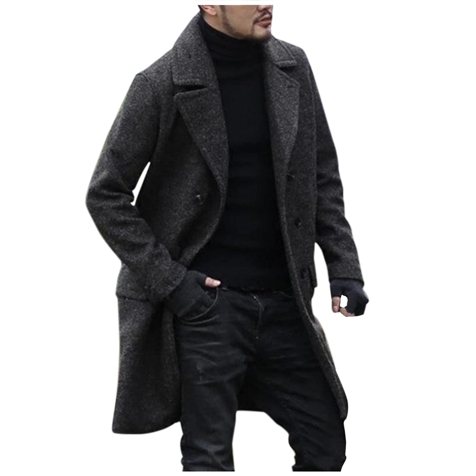 Soprabito Uomo Parka Impermeabile Vintage Trench Classico Business Taglie Forti Giacca a Vento Cappotto di Lana Invernale Autunno Elegante Doppiopetto Slim Fit Lungo